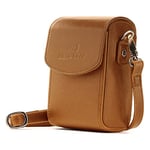 MegaGear Panasonic Lumix DC-ZS200, TZ200, Leica C-Lux Leather Camera Case with Strap - Light Brown