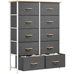 YITAHOME Commode pour Chambre à Coucher avec 10 tiroirs, Meuble de Rangement, Commode pour Chambre à Coucher, Salon, Cadre en Acier Robuste, Planche en Bois, tiroirs en Tissu (Gris)