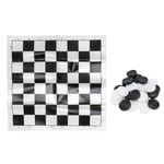 Checkers Set Stackable Black White Plastic Pieces Draughts Board Game SLS