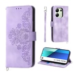 Auslbin Fleur Coque Xiaomi Redmi Note 13 4G 6.67", 5 Cartes étui de Protection en Cuir PU de Style Vintage pour Redmi Note 13 4G Housse, Violet