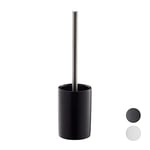 Relaxdays Ceramic WC Accessory Set, Toilet Round Holder, Exchangeable Brush Head, 36 cm, Black, 36 x 9.5 cm