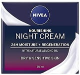 NIVEA Rich Regenerating Face Night Cream Pack of 3 (3 x 50 ml), Almond Oil Mois