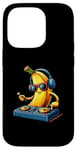 Coque pour iPhone 14 Pro Banane DJ Musique Mixer Casque Lunettes