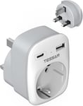 Adaptateur Prise Anglaise, 3 En 1 Prise Anglaise Adaptateur Francais Avec 1 Usb C Et 1 Usb A, 3250W Prise Adaptateur Anglaise, Adaptateur Prise Irlande, Adaptateur Type G Pour Uk Irlande Dubai