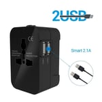 plug with 2 USB Ports All-in-one Universal Travel Adapter Fast Charging