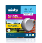 Minky Single Retractable 15 Metre Clothes Line Ideal for Small Homes Gardens 