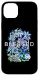 Coque pour iPhone 14 Plus Graphique bleu béni et fleuri