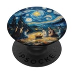 Christmas Nativity Van Gogh Starry Night PopSockets Adhesive PopGrip