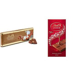 Lindt Swiss Milk Chocolate and Crunchy Hazelnut Gold Bar 300 g & Lindor Milk Bar, 100g