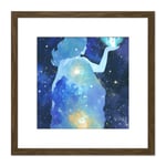 Mother Nature Celestial Figure Space Spiritual Night Stars Square Wooden Framed Wall Art Print Picture 8X8 Inch