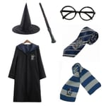 Harry Potter 6st Set Magic Wizard Fancy Dress Cape Cloak Costume_y blue 145cm (9-10 years)