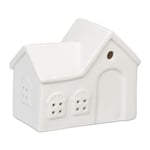 Relaxdays Photophore en Forme de Maison, pour 1 Bougie Chauffe-Plat, H x L x P : 9 x 11 x 6 cm, Blanc