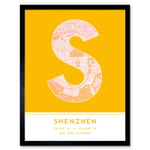 Shenzhen China City Map Modern Typography Stylish Letter Framed Word Wall Art Print Poster for Home Décor