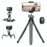 Lamicall Mobile Phone Tripod, Flexible Camera Tripod - Mini Cellphone Tripod Stand Holder, 360° Rotating Travel Smartphone Tripod Mount for Live Streaming, Cellphone, Camera - Grey