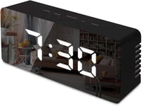 JJN Digital Clock Large Display, LED Electric Alarm Clock Mirror Surface for 3