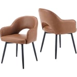 Wahson Office Chairs - Chaise Salle à Manger Moderne avec Accoudoirs Lot de 2 Chaise de Cuisine Rembourés avec Pieds en Métal pour Salon, Cuir pu,