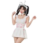 Hollow Out Lolita Kvinnor Anime Sexig Maid Klänning Söt Rygglös Bandage Tempatation Bunny Girl Kawaii Cosplay Kostymer