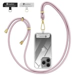 OLEPHY Crossbody Phone Lanyard Strap with 2 Pack Patchs, Adjustable Universal Nylon Neck Strap Compatible with Most Smartphones and Cases, Rose Gold