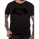 Batman vs Superman Black on Black T-Shirt, Small