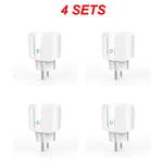 Prise intelligente WiFi avec surveillance de l'alimentation,fonction de synchronisation,commande vocale,Alexa,Google Home,Alice,UE,20A - Type 4pcs