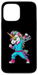 Coque pour iPhone 13 Pro Max Licorne dans les années 80 avec enregistreur cassette