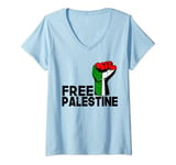 Womens Palestine Flag - Free Palestine V-Neck T-Shirt