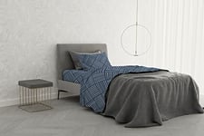 Italian Bed Linen MB Home Basic “Dafne” Bed Sheet Set, Citylife Blue, Large Single