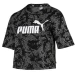 Puma Elevated Essentials Cropped Logo AOP T-Shirt Womens Top 580392 01 - Black - Size Medium