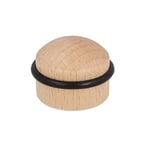 Amig 412 Lot de 2 butées adhésives pour porte, diamètre 35 x 29 mm, finition en bois de hêtre, fixation au sol, installation facile, avec bandes de fonds + chevilles pour l'installation