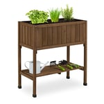 Relaxdays Porte-Pot de Fleurs, Plastique, étagère, HxLxP : 80x74x38 cm, Balcon et terrasse, jardinière, Sapin, Marron