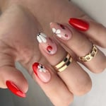 Short Fake Nails Cute Ladybug Nail Tips Fashion False Nails  for DIY