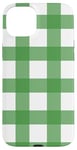 iPhone 15 Plus Green White Checkered Plaid Flannel Gingham Pattern Checker Case