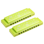 Translucent Harmonica Assorted Colors 10 Holes Green ABS Harp Mouth 2Pcs