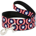 Buckle Down "Captain America Shield Repeat Marine Pet Leash, 6 'x 3,8 cm