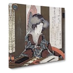 Lady Writing a Poem by Yashima Gakutei Asian Japanese Canvas Wall Art Print Ready to Hang, Framed Picture for Living Room Bedroom Home Office Décor, 14x14 Inch (35x35 cm)