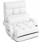 Fauteuil convertible chauffeuse convertible 1 place en tissu avec oreiller 5 positions blanc