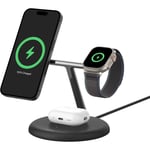 Belkin BoostCharge Pro 3-in-1 Magnetic Wireless Charging Stand with Qi2 15W (Black)