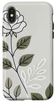 Coque pour iPhone X/XS Rose florale botanique, style minimaliste, roses d'amour