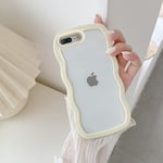 QLTYPRI Case for iPhone 7 Plus/iPhone 8 Plus, Cute Curly Wave Frame Clear Case for Girls Women, Transparent Soft Silicone TPU Bumper Shockproof Protective Phone Cover for iPhone 7 Plus/8 Plus - Yellow