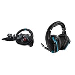 Logitech G29 Driving Force Racing Wheel and Floor Pedals, Black & 35 RGB Wireless Gaming Headset, 7.1 Surround Sound, DTS X 2.0, 50mm Pro-G Drivers, 2.4GHz, Black