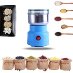 Electric Grain Grinder, 150W Small Multifunctional Grinder, Stainless Steel Food Spice Coffee Mill Smash Machine for Home Herbs/Spices/Nuts/Grains/Coffee Bean Grinding (Blue)