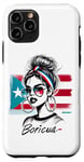 Coque pour iPhone 11 Pro Boricua Girl Hair Bun Bandana Porto Rico Flag Cool Fun