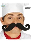 Large Funny Curly Black Fake Moustache on Elastic