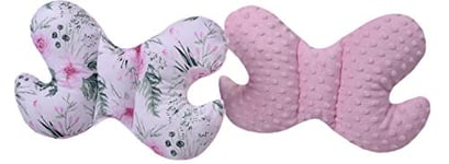 Medi Partner Oreiller pour bébé Papillon 100% coton en peluche Minky pour enfant soutien du cou pour voiture poussette voyage sommeil oreiller cervical rouleau de répétition