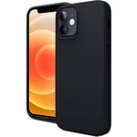 Coque iPhone 12 Mini [Noir] Silicone Liquide avec Doublure en Microfibre. Coque au Toucher Doux iPhone 12 MiniNoir