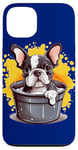 iPhone 13 Frenchie Foam Bathtub Dark Blue Case