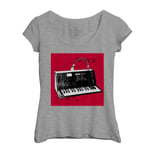 T-Shirt Femme Col Echancré Vintage Synth Korg Vocoder Synthetizer Analog
