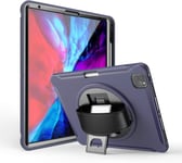 Coque Pour Ipad Pro 12.9 2020, Robuste [Antichoc] Avec Sangle Rotative À 360/Béquille/Porte-Stylets,[Support Ipad Pencil Charge Sans Fil] Compatible Ipad Pro 12.9 2018,Bleu