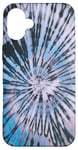 iPhone 16 Plus Cool Spiral Tie-dye Pattern Boho Blue Gray Swirl Tie Dye Case