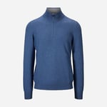 Half Zip Wool-Cashmere - Light Blue